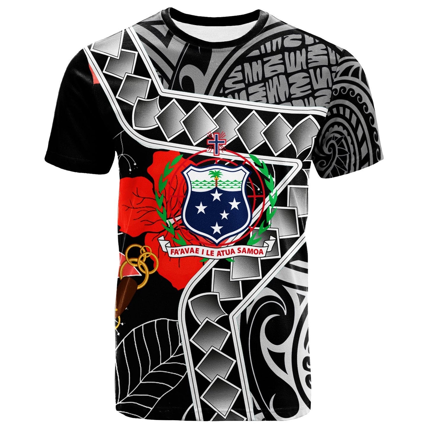Samoa T - Shirt - Hibiscus Ft Polynesian Pattern