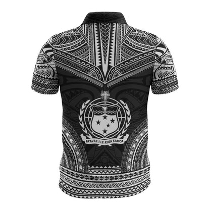 Samoa Polo Shirt - Samoa Coat Of Arms Polynesian Chief Tattoo Black Version