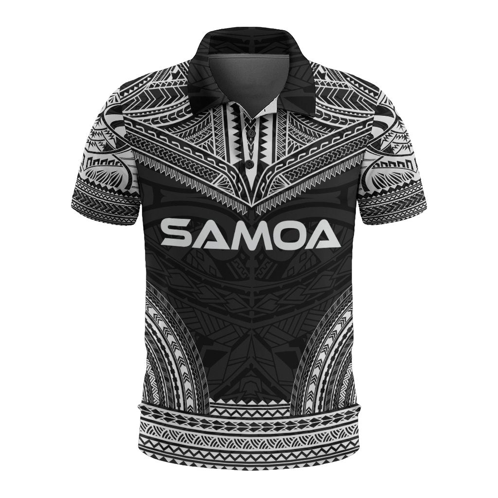 Samoa Polo Shirt - Samoa Coat Of Arms Polynesian Chief Tattoo Black Version