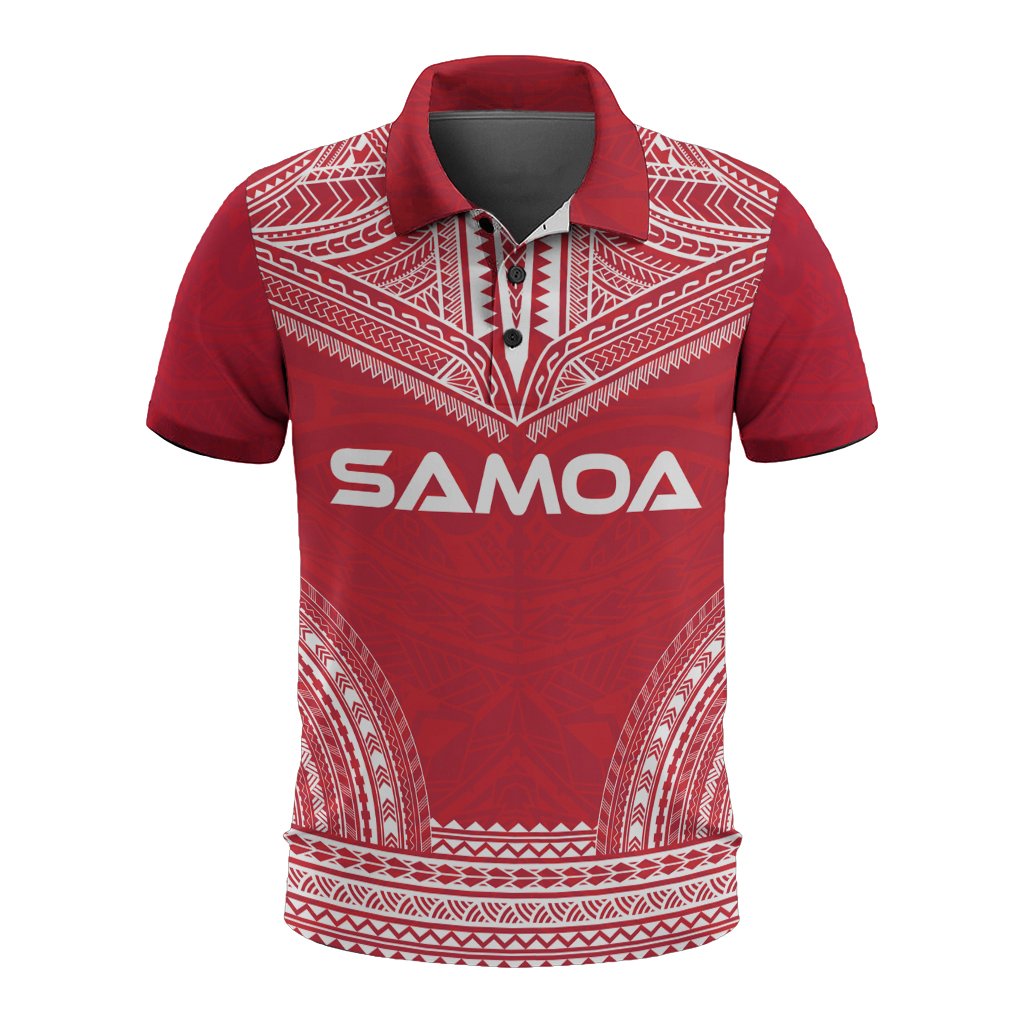 Samoa Polo Shirt - Samoa Coat Of Arms Polynesian Chief Tattoo Flag Version
