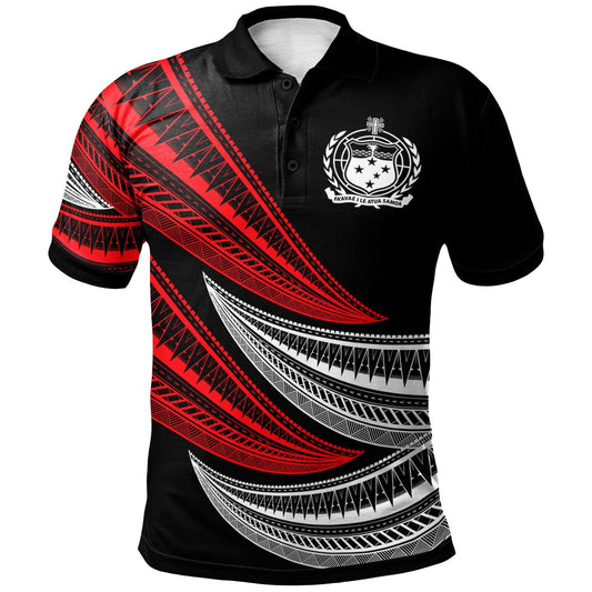 Samoa Custom Personalised Polo Shirt - Wave Pattern Alternating Red Color