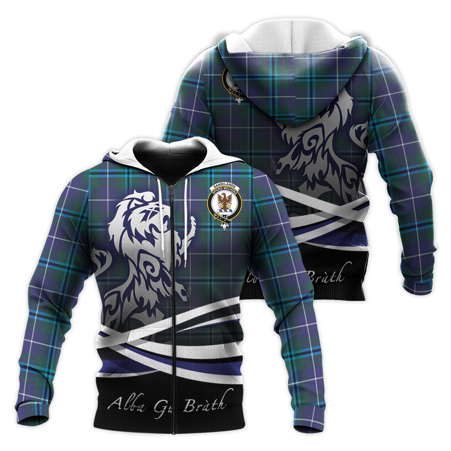Printivon Sandilands Tartan Scottish Lion Hoodie