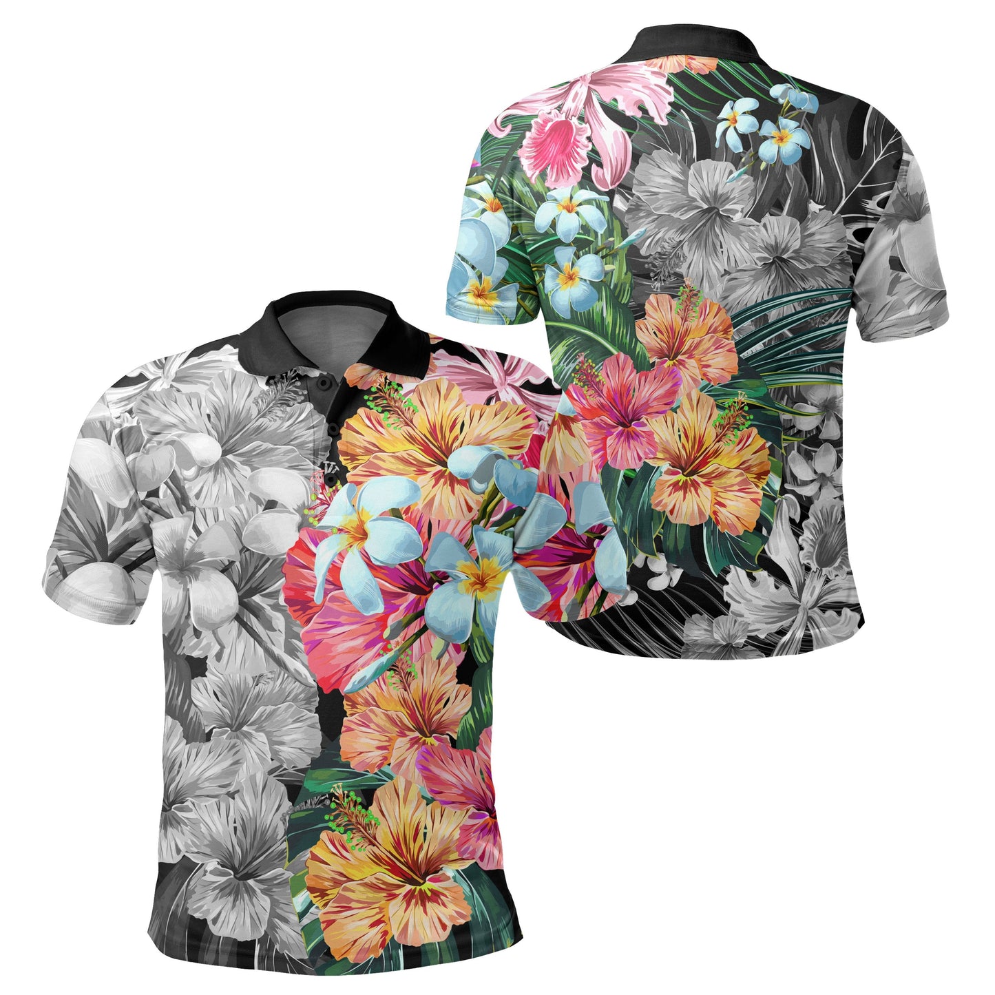 Hawaii Forest Tropical Flower Polo Shirt