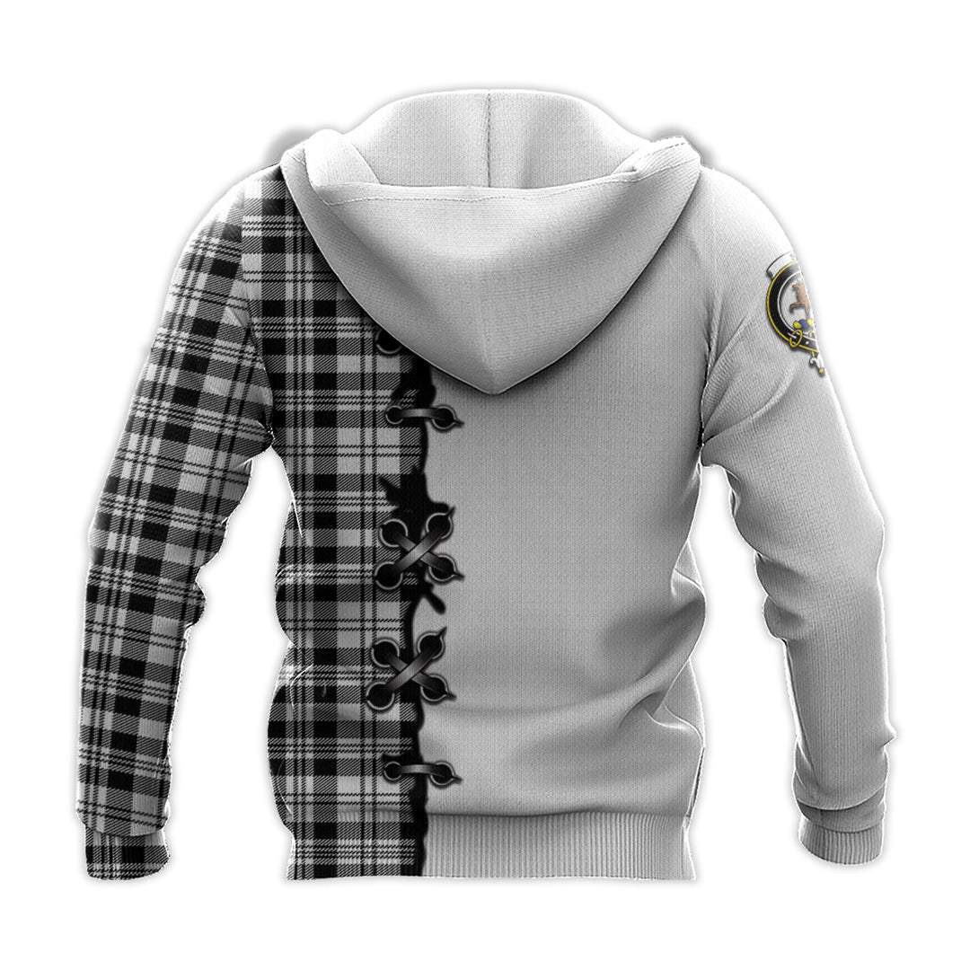 Printivon Scott Black White Tartan Hoodie Lion Rampant And Celtic Thistle Style
