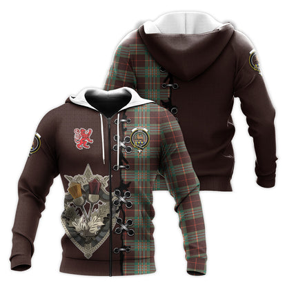 Printivon Scott Brown Ancient Tartan Hoodie Lion Rampant And Celtic Thistle Style