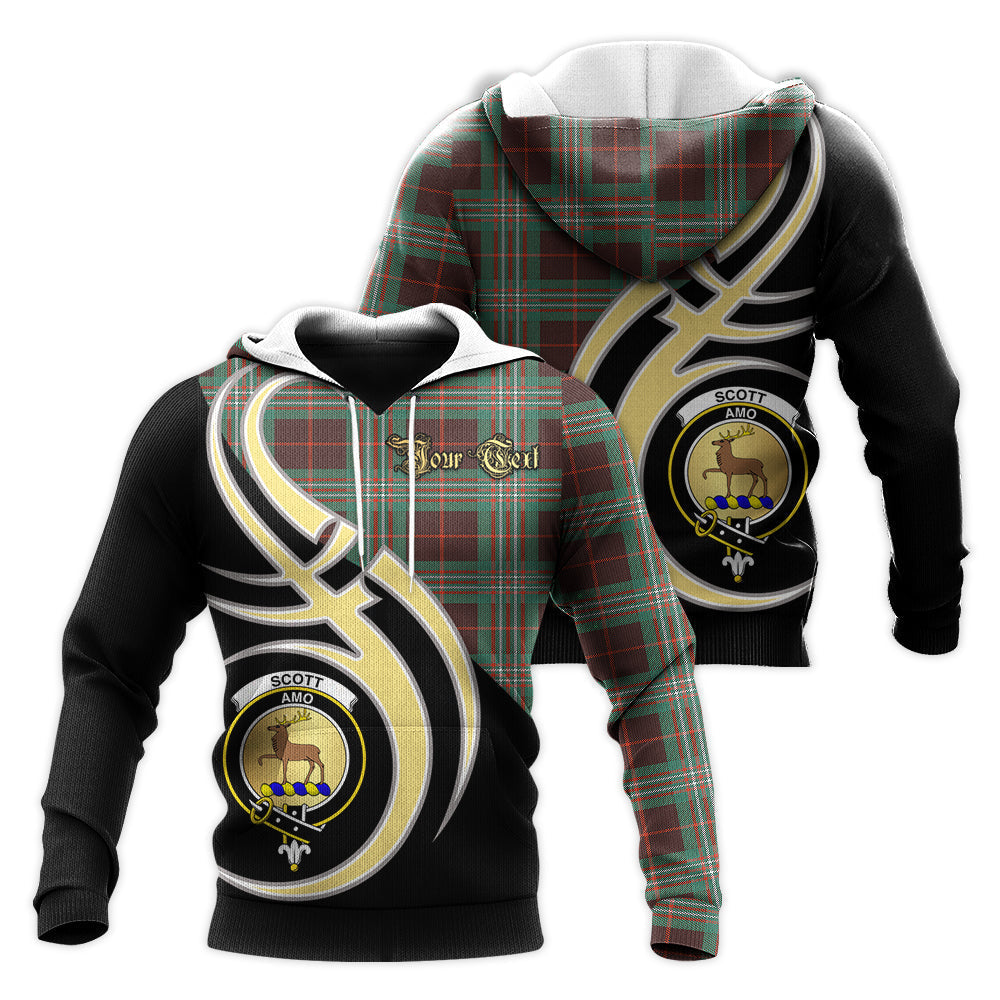 Printivon Scott Brown Ancient Clan Believe In Me Crest Tartan Knitted Hoodie Custom Your Text