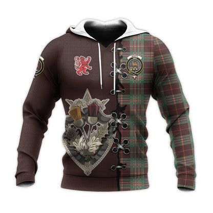 Printivon Scott Brown Ancient Tartan Hoodie Lion Rampant And Celtic Thistle Style