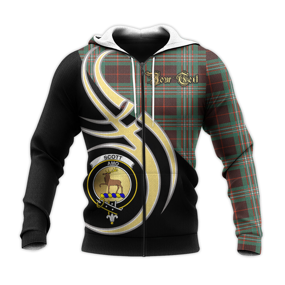 Printivon Scott Brown Ancient Clan Believe In Me Crest Tartan Knitted Hoodie Custom Your Text
