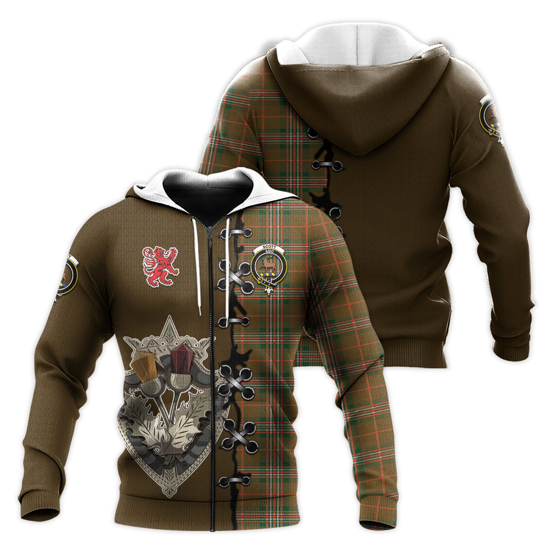 Printivon Scott Brown Modern Tartan Hoodie Lion Rampant And Celtic Thistle Style