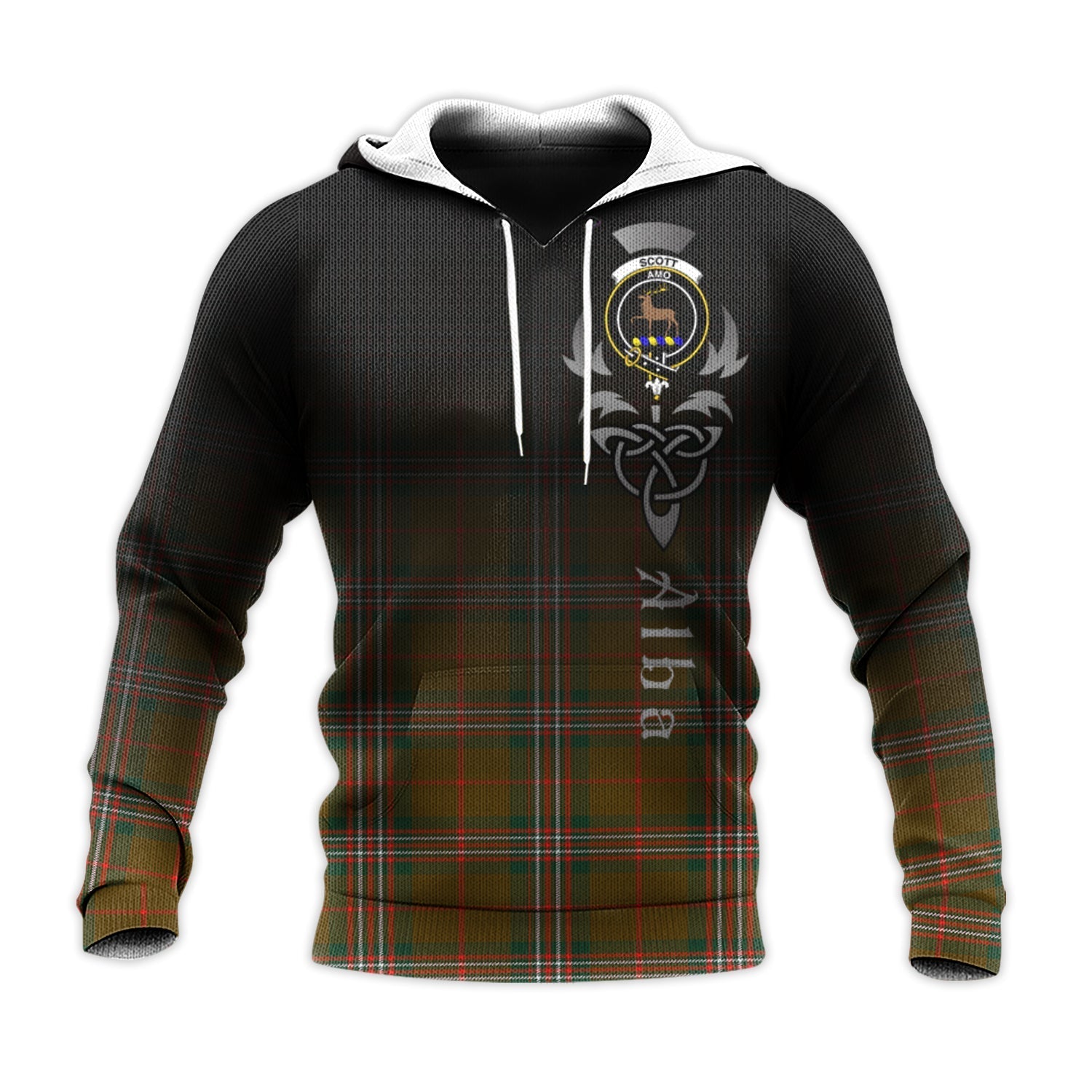 Printivon Scott Brown Modern Tartan Crest Alba Celtic Hoodie