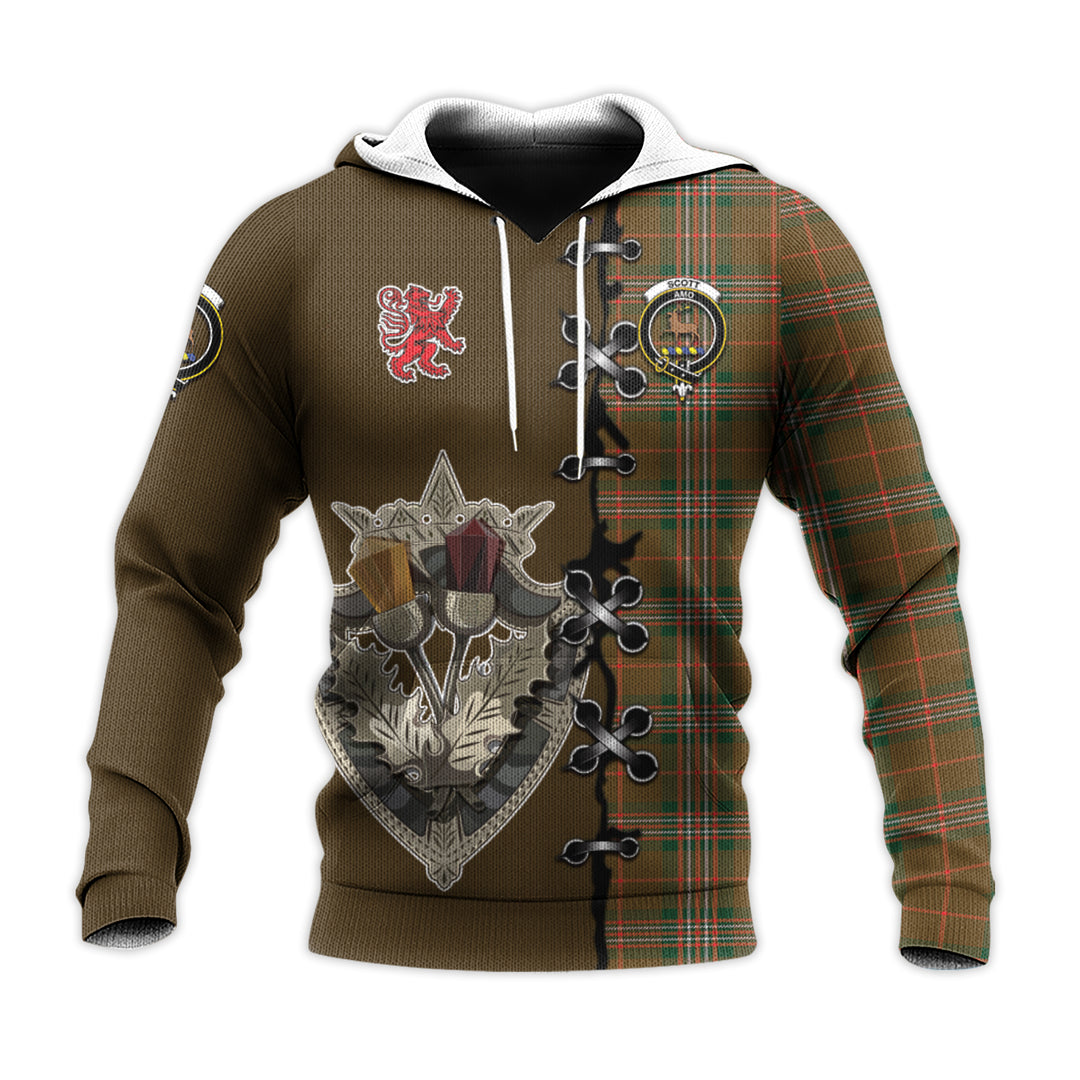 Printivon Scott Brown Modern Tartan Hoodie Lion Rampant And Celtic Thistle Style