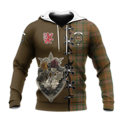 Printivon Scott Brown Modern Tartan Hoodie Lion Rampant And Celtic Thistle Style
