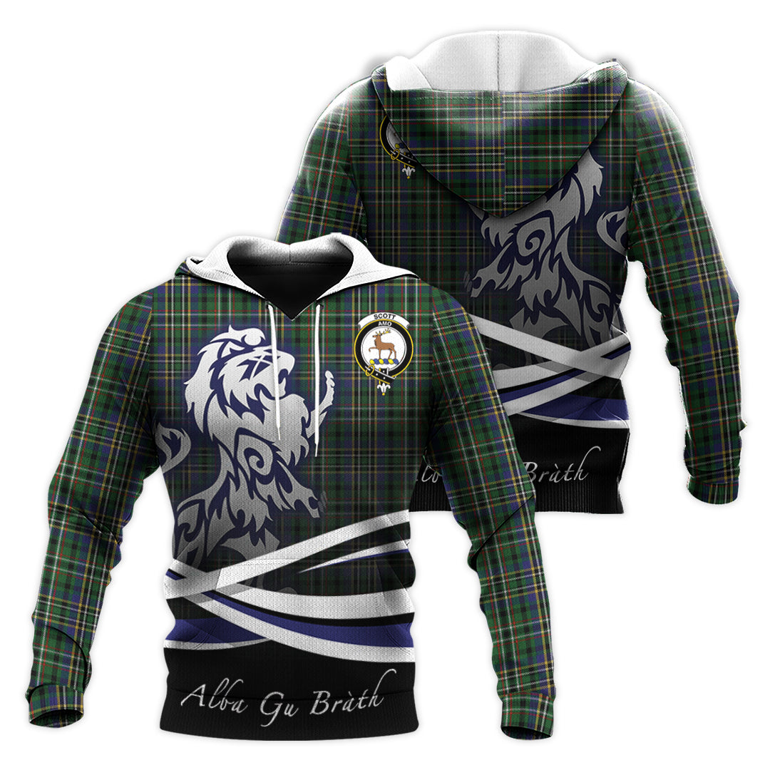 Printivon Scott Green Tartan Scottish Lion Hoodie