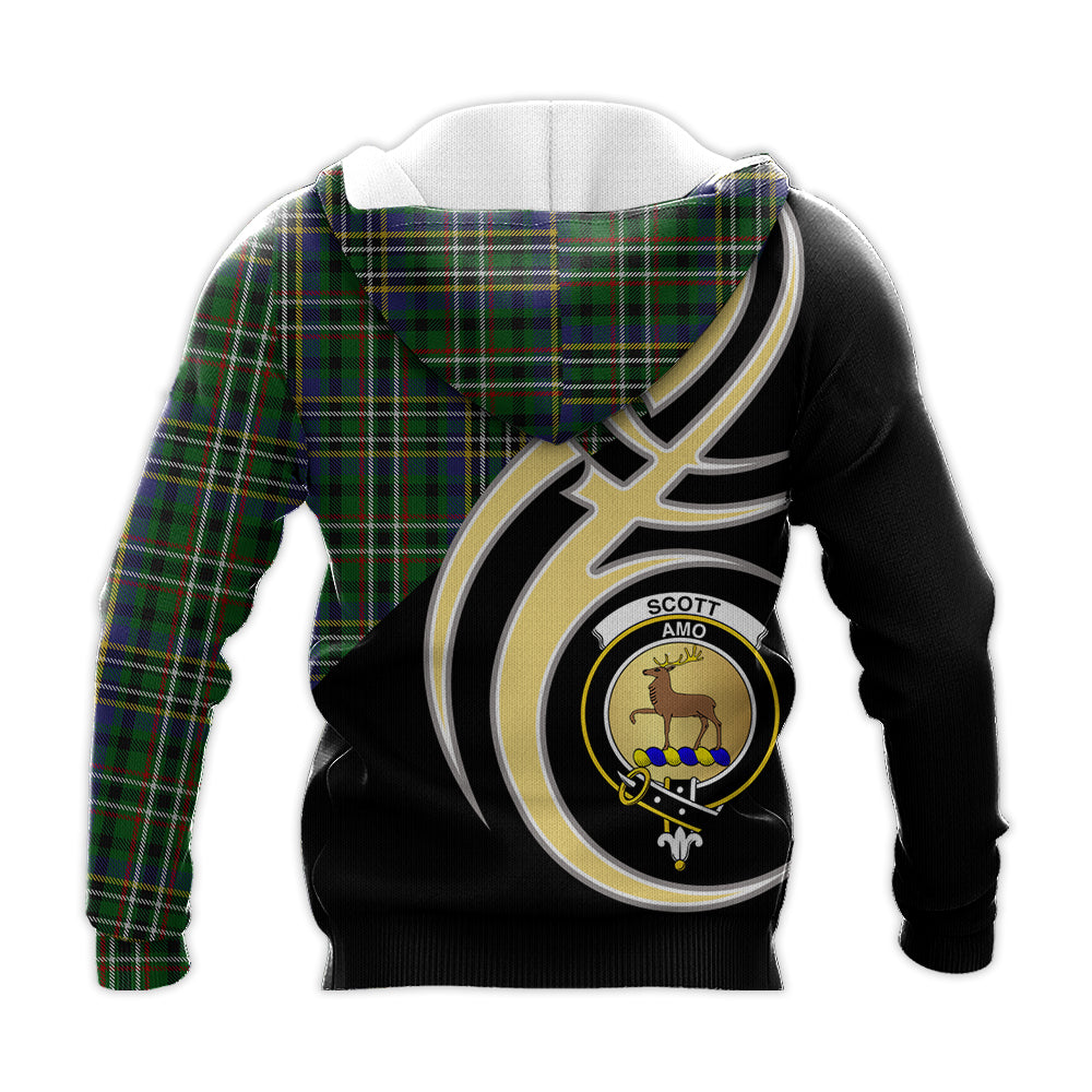 Printivon Scott Green Clan Believe In Me Crest Tartan Knitted Hoodie Custom Your Text