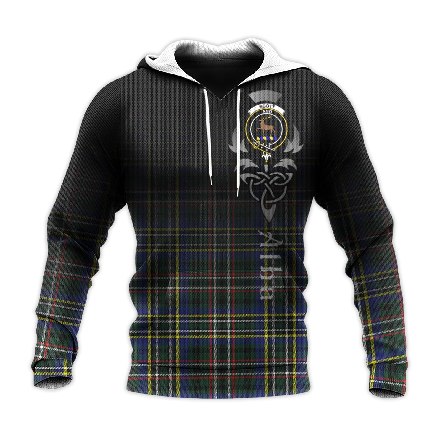 Printivon Scott Green Modern Tartan Crest Alba Celtic Hoodie