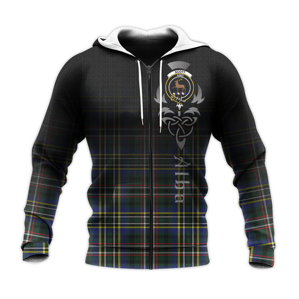 Printivon Scott Green Modern Tartan Crest Alba Celtic Hoodie