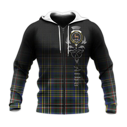 Printivon Scott Green Modern Tartan Crest Alba Celtic Hoodie