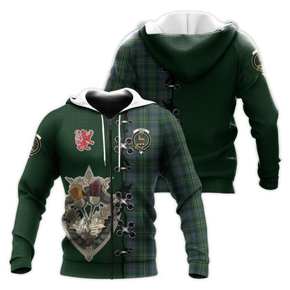 Printivon Scott Hunting Tartan Hoodie Lion Rampant And Celtic Thistle Style