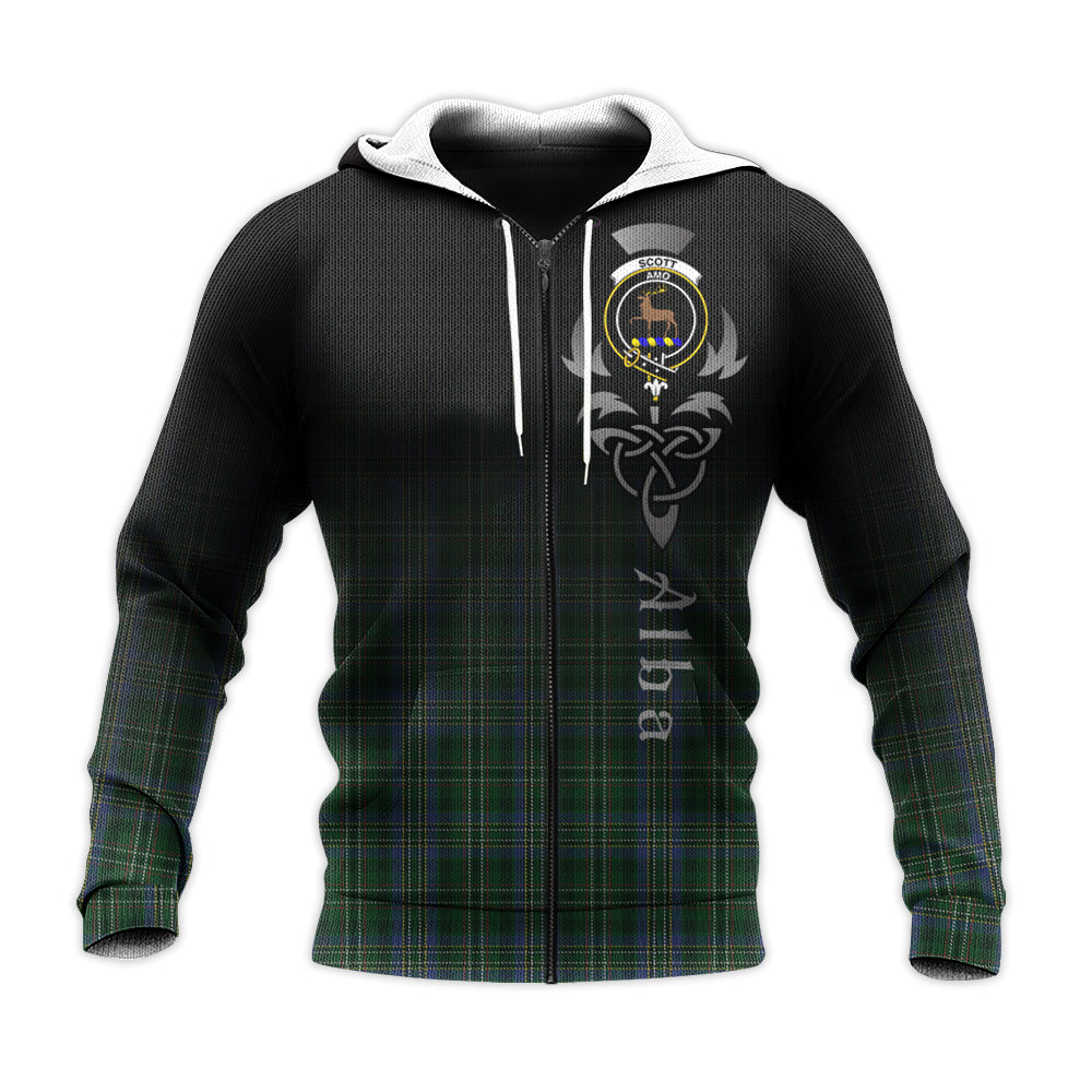 Printivon Scott Hunting Tartan Crest Alba Celtic Hoodie