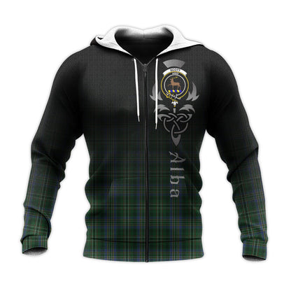 Printivon Scott Hunting Tartan Crest Alba Celtic Hoodie