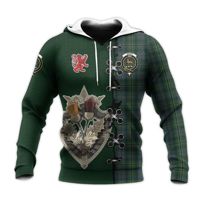 Printivon Scott Hunting Tartan Hoodie Lion Rampant And Celtic Thistle Style