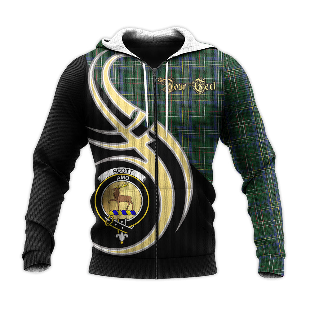 Printivon Scott Hunting Clan Believe In Me Crest Tartan Knitted Hoodie Custom Your Text