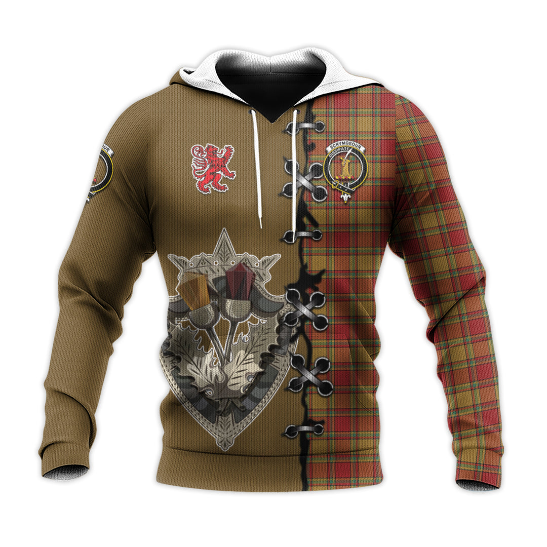 Printivon Scrymgeour Tartan Hoodie Lion Rampant And Celtic Thistle Style