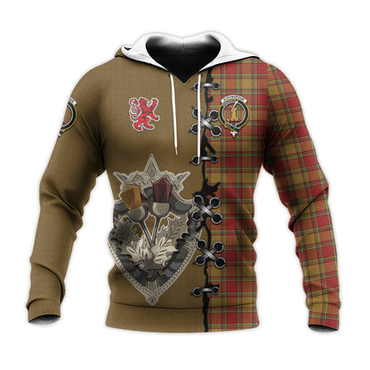 Printivon Scrymgeour Tartan Hoodie Lion Rampant And Celtic Thistle Style