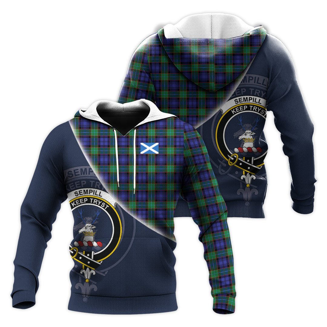 Printivon Sempill Modern Tartan Scottish Crest Hoodie
