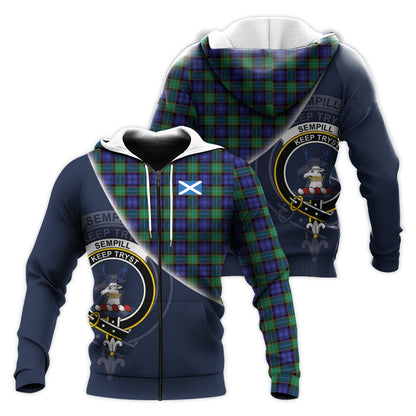 Printivon Sempill Modern Tartan Scottish Crest Hoodie