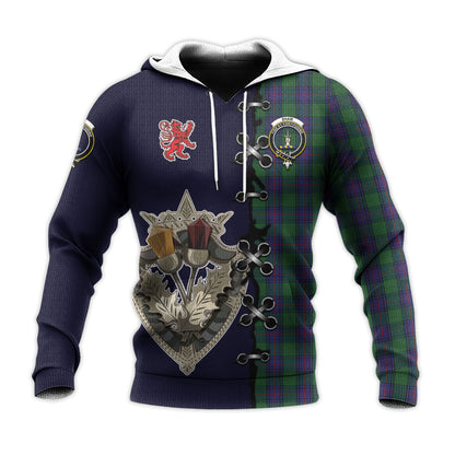 Printivon Shaw Tartan Hoodie Lion Rampant And Celtic Thistle Style