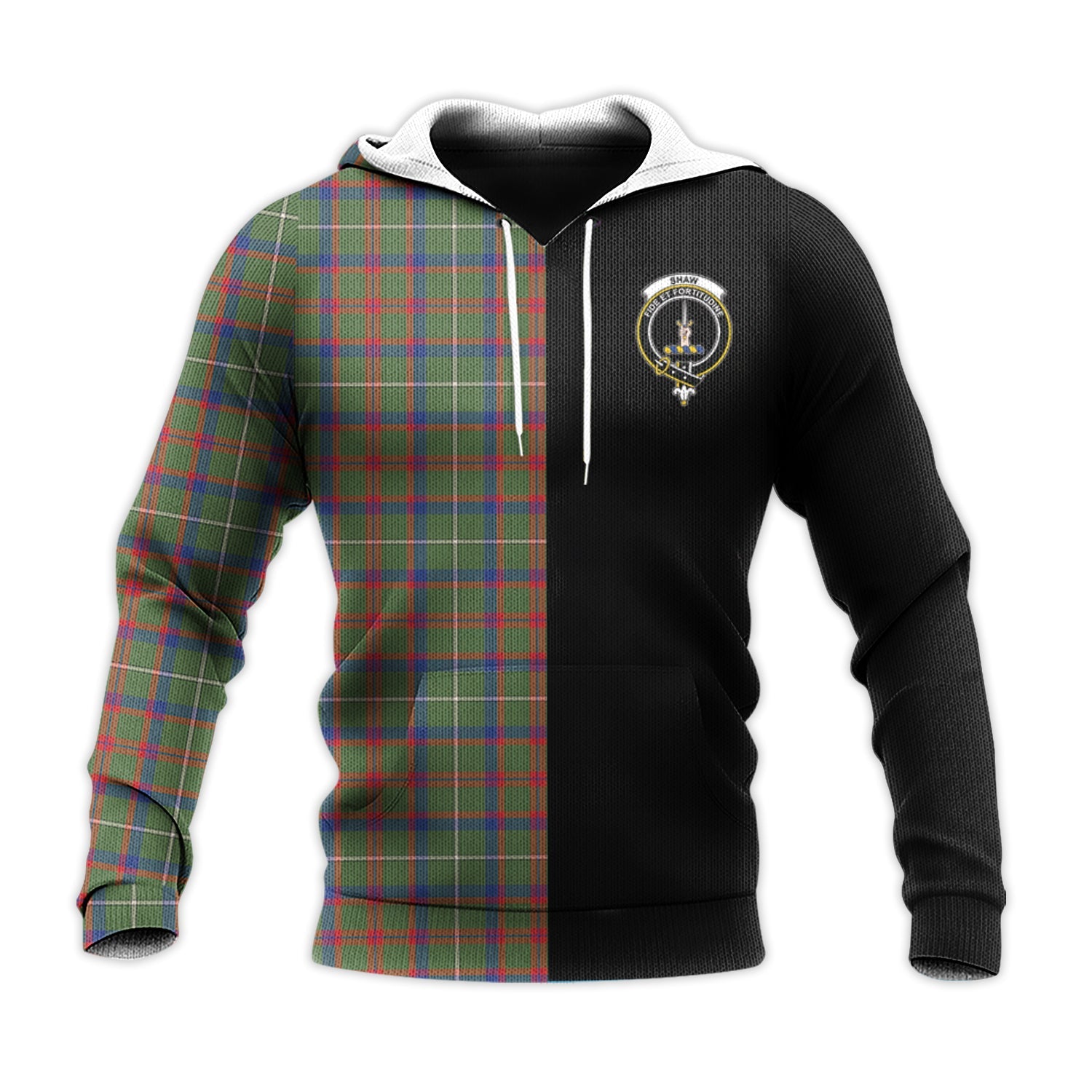 Printivon Shaw Green Modern Tartan Personalize Half Hoodie