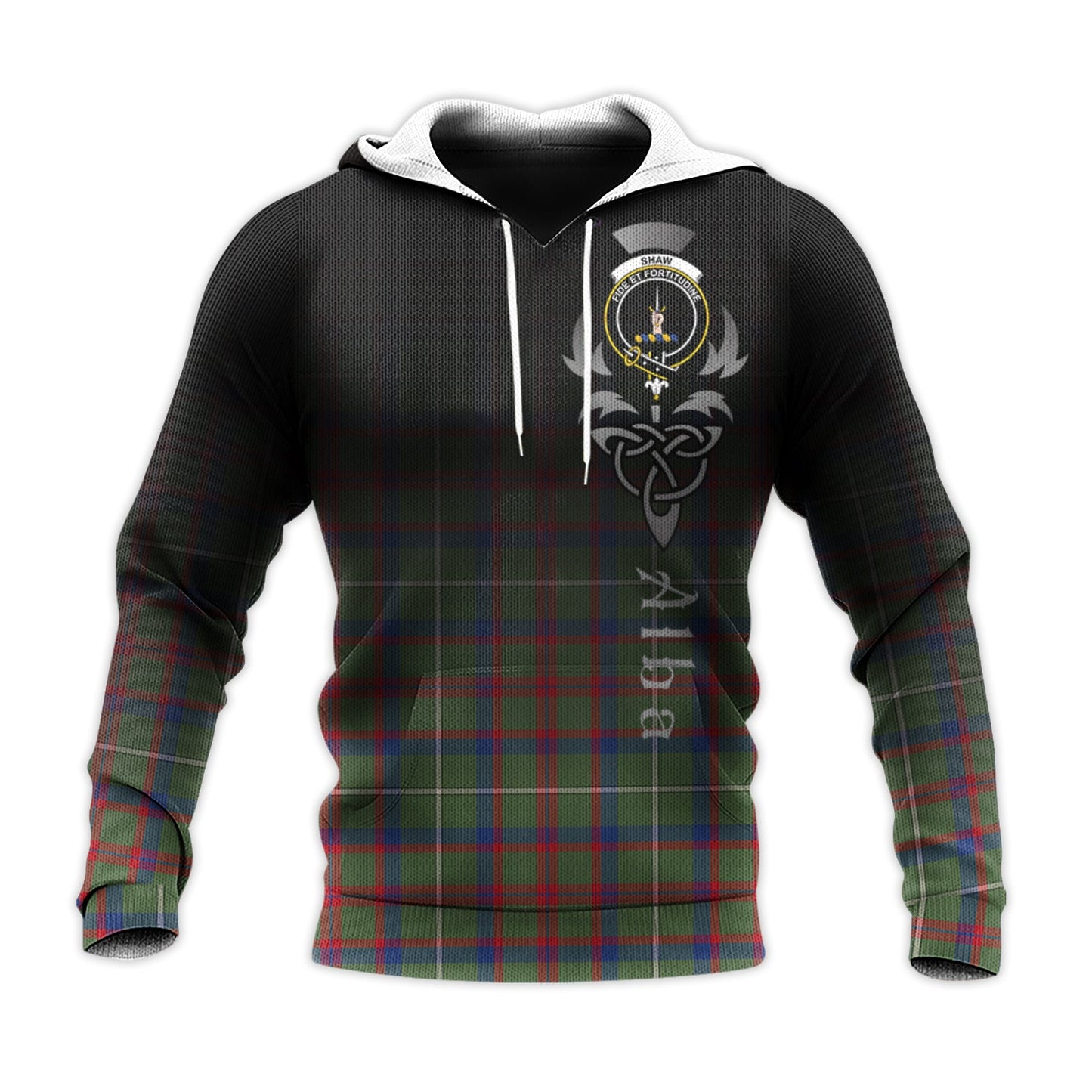 Printivon Shaw Green Modern Tartan Crest Alba Celtic Hoodie