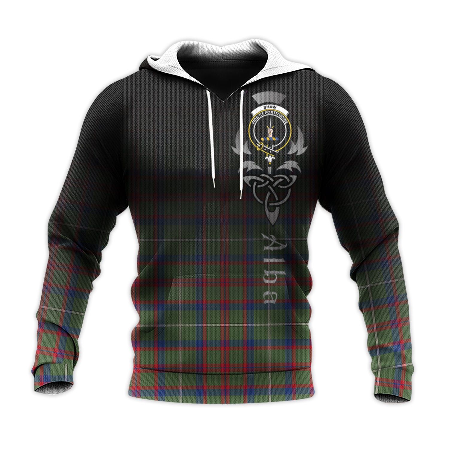 Printivon Shaw Green Modern Tartan Crest Alba Celtic Hoodie