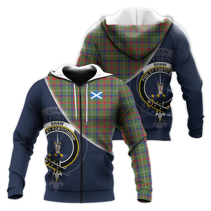 Printivon Shaw Green Modern Tartan Scottish Crest Hoodie