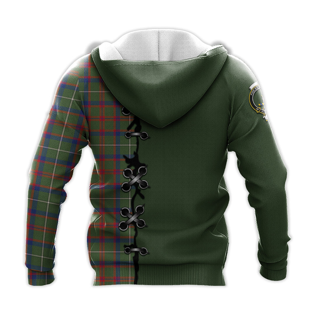 Printivon Shaw Green Modern Tartan Hoodie Lion Rampant And Celtic Thistle Style