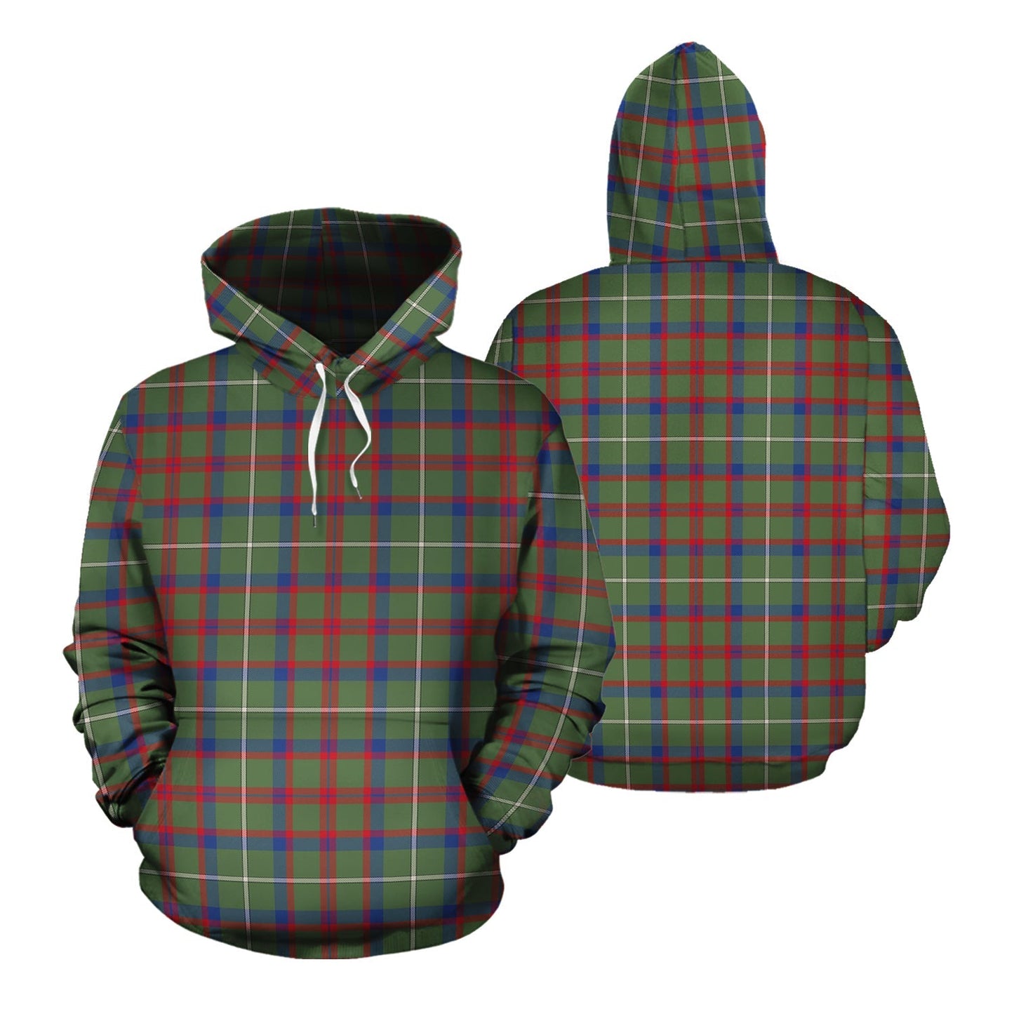 Printivon Shaw Green Modern Tartan Hoodie