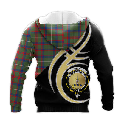 Printivon Shaw Green Modern Clan Believe In Me Crest Tartan Knitted Hoodie Custom Your Text