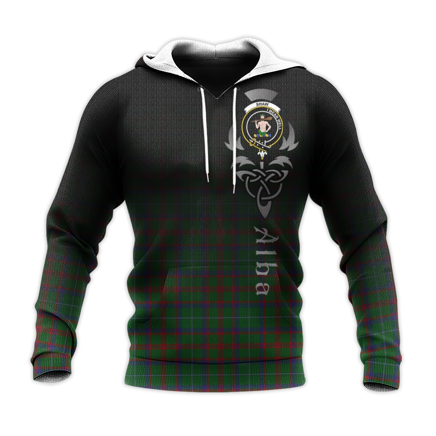 Printivon Shaw Of Tordarroch Green Hunting Tartan Crest Alba Celtic Hoodie