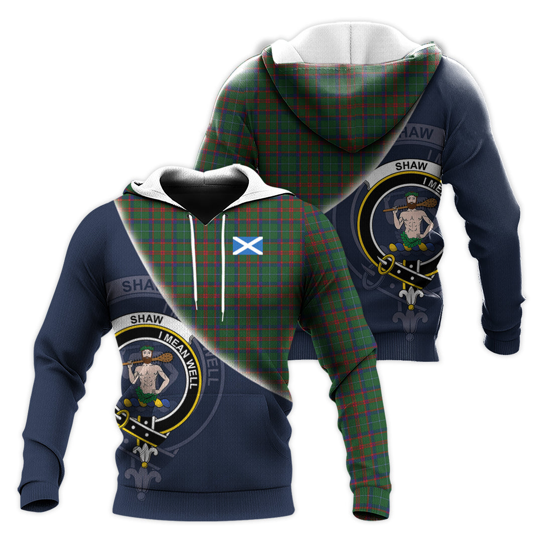 Printivon Shaw Of Tordarroch Green Hunting Tartan Scottish Crest Hoodie