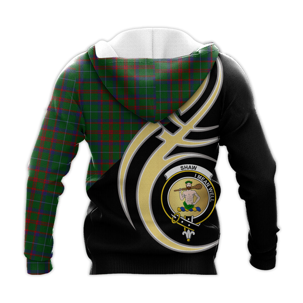 Printivon Shaw Of Tordarroch Green Hunting Clan Believe In Me Crest Tartan Knitted Hoodie Custom Your Text
