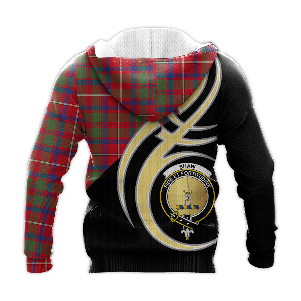 Printivon Shaw Red Modern Clan Believe In Me Crest Tartan Knitted Hoodie Custom Your Text