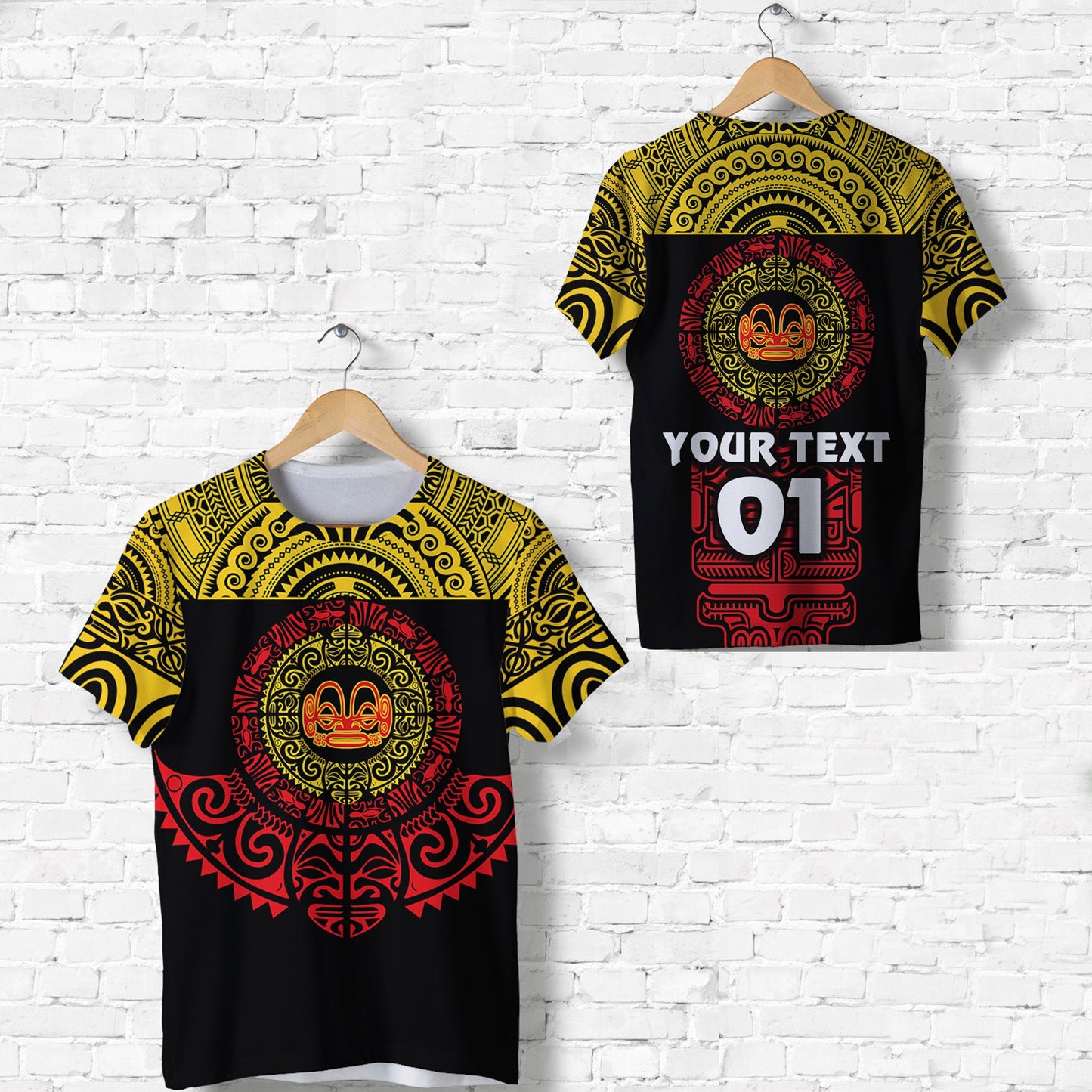 (Custom Personalised) Marquesas Islands T Shirt Marquesan Tattoo Simplified Version Yellow