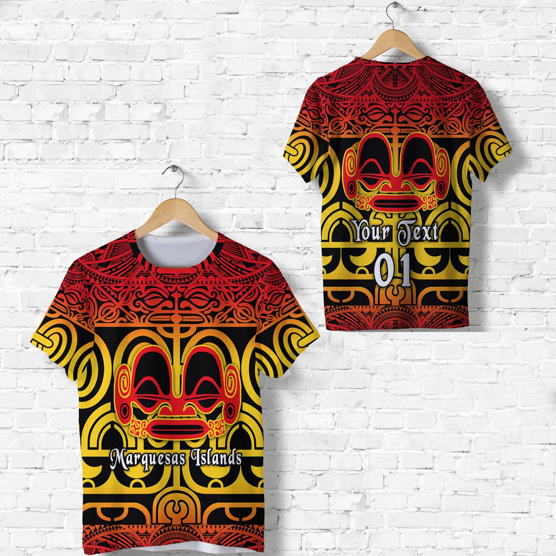 (Custom Personalised) Marquesas Islands T Shirt Marquesan Tattoo Simple Style Gradient Red