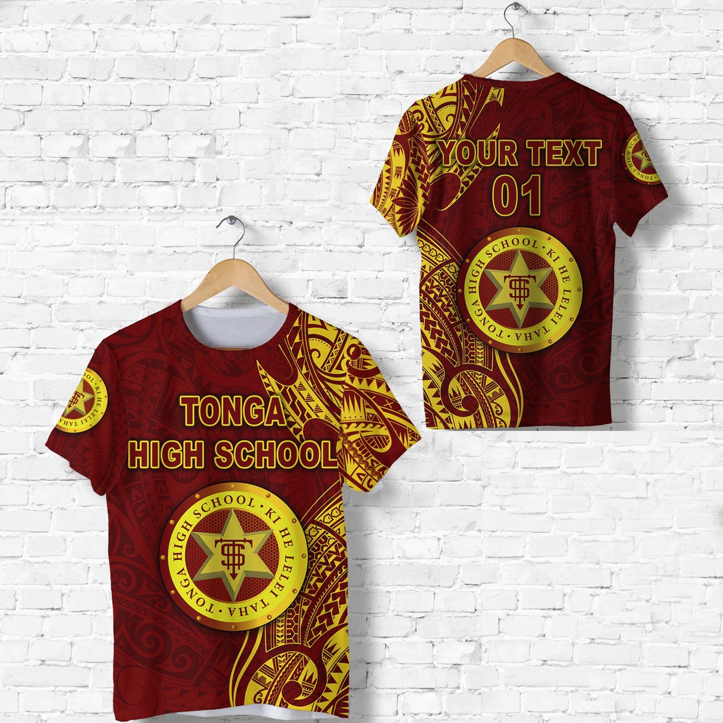 Custom Personalised Tonga High School T Shirt Simple Vibes - Maroon, Custom Text And Number