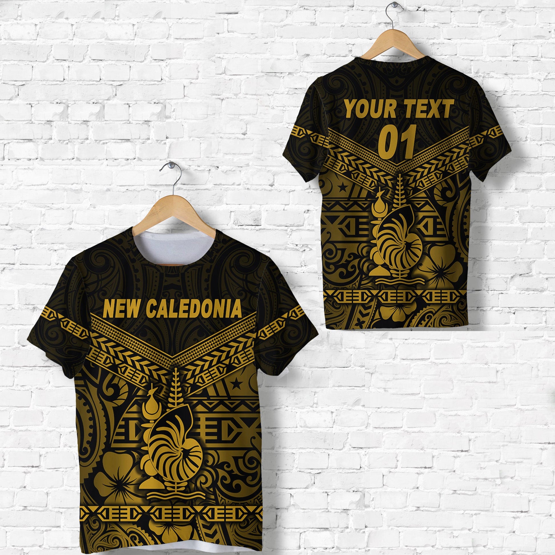 (Custom Personalised) New Caledonia T Shirt Simple Style Gold