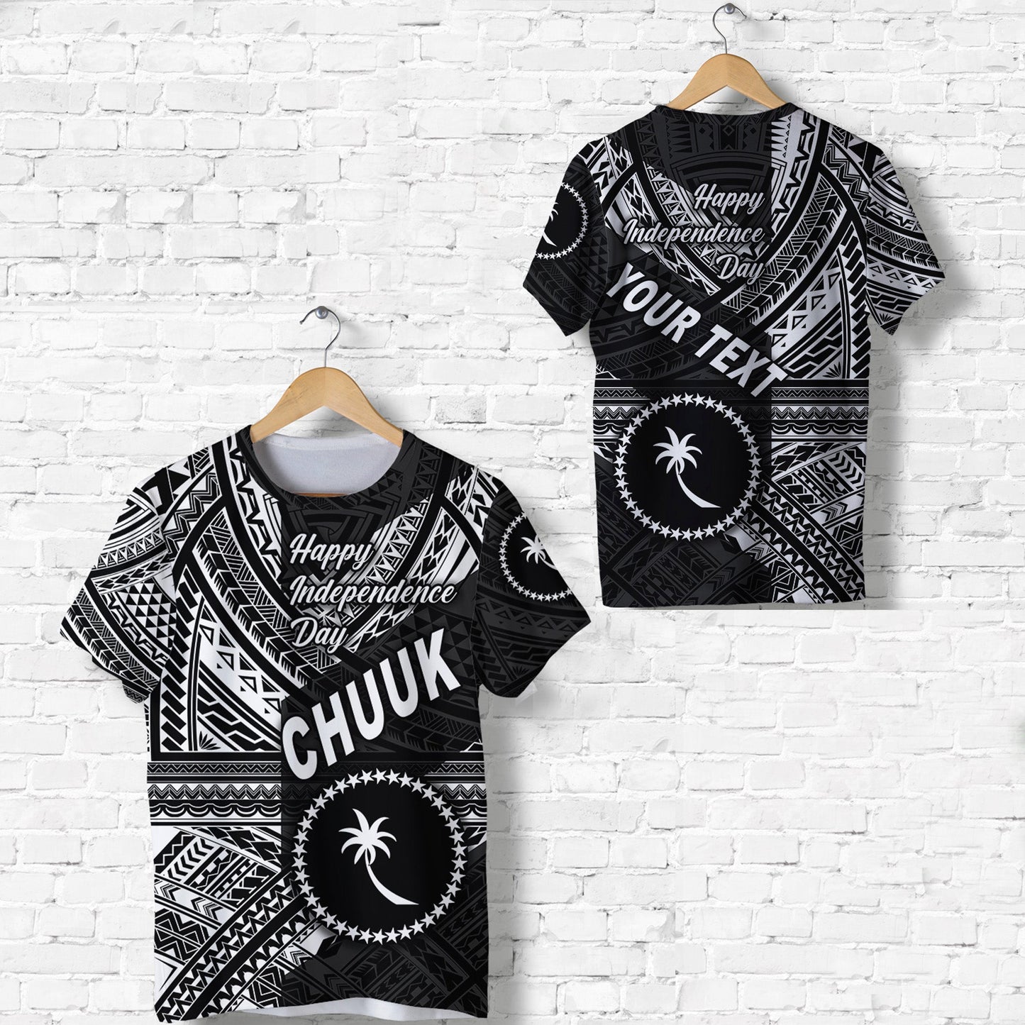 (Custom Personalised) FSM Chuuk T Shirt Happy Independence Day Original Vibes Black