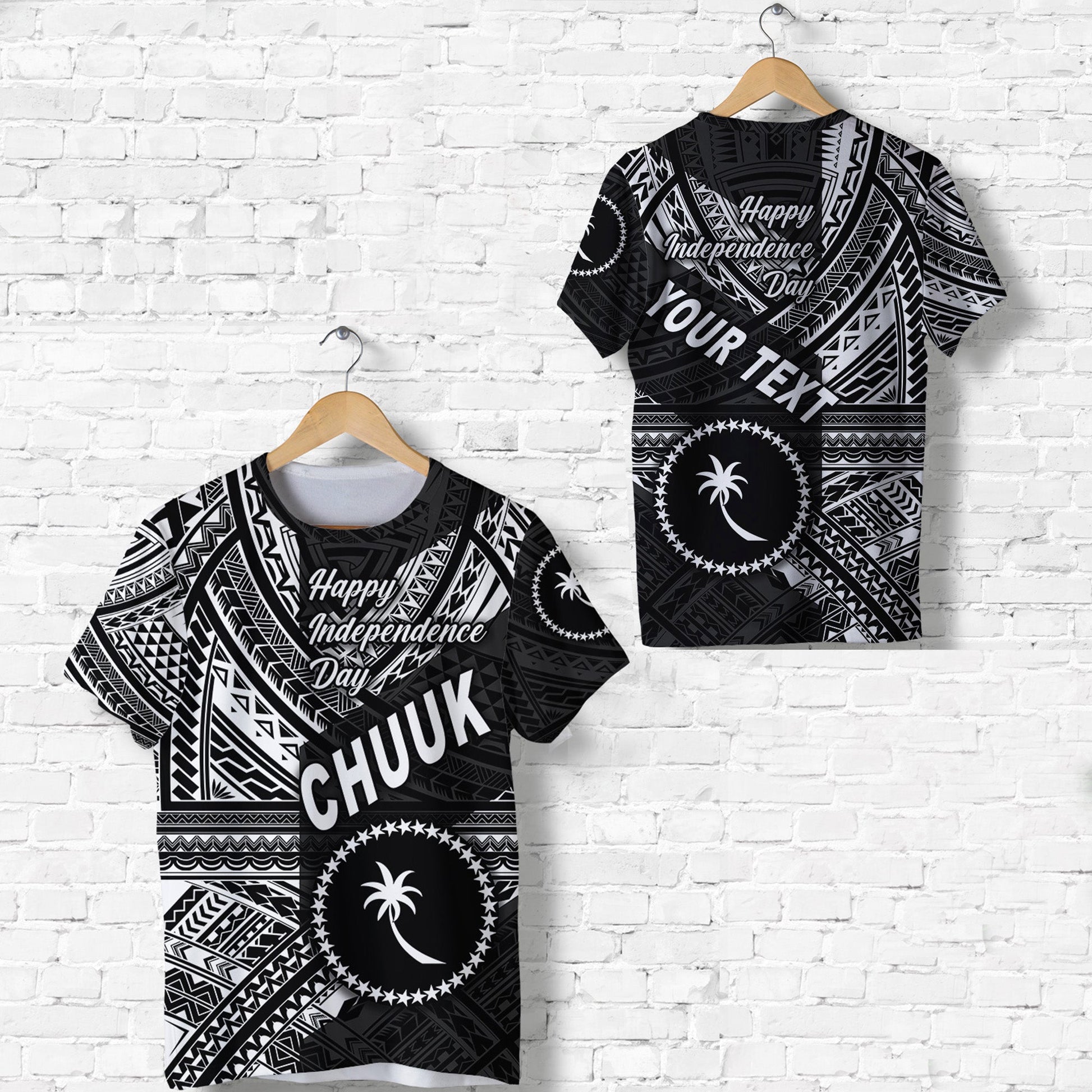 (Custom Personalised) FSM Chuuk T Shirt Happy Independence Day Original Vibes Black