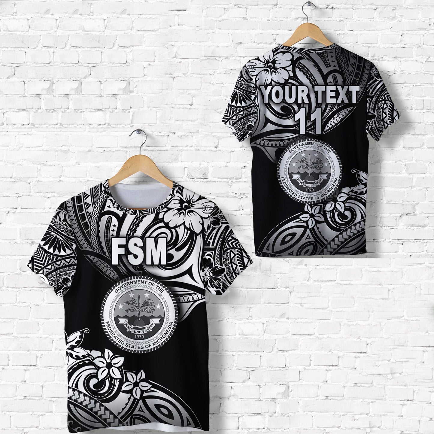 (Custom Personalised) Federated States of Micronesia T Shirt Unique Vibes Black