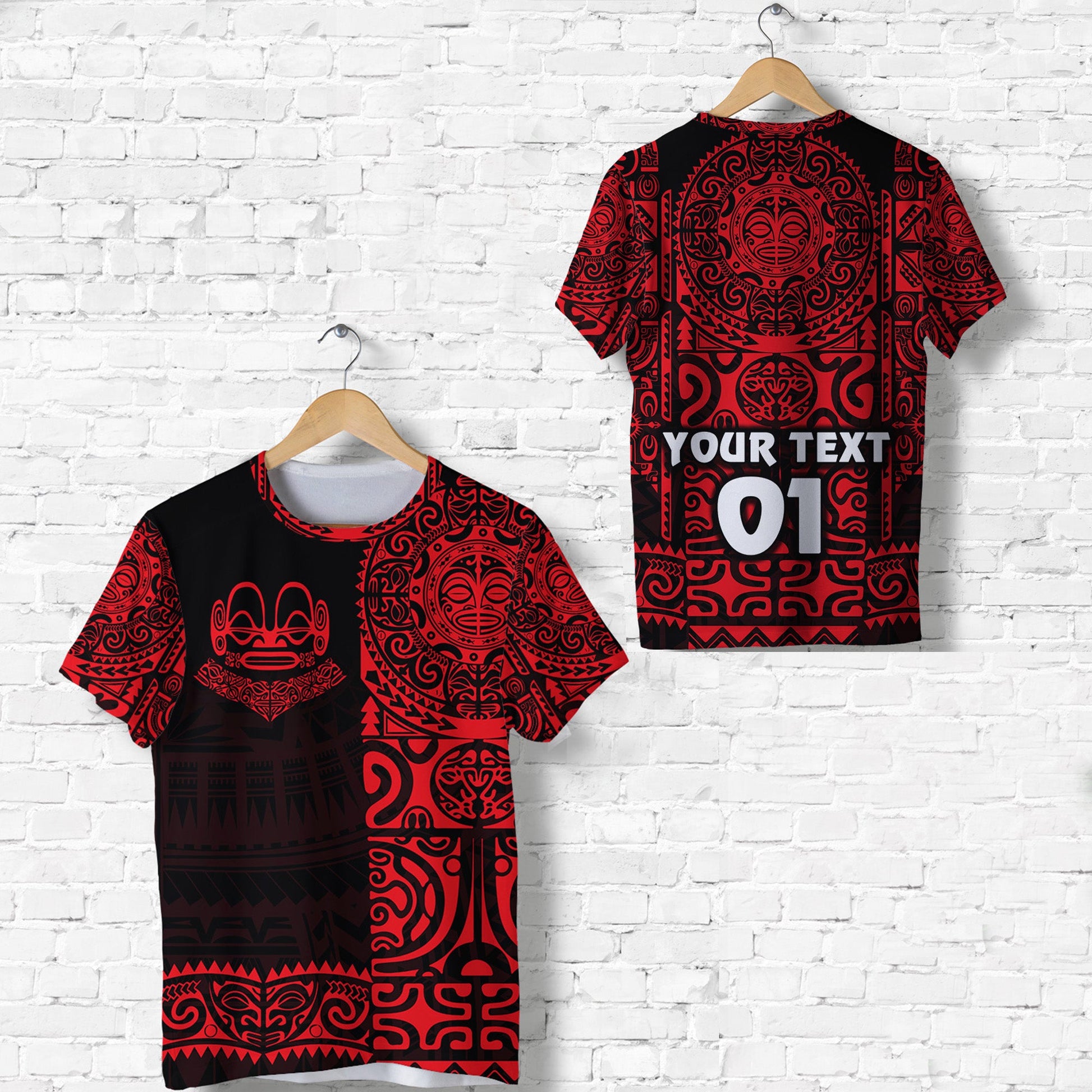 (Custom Personalised) Marquesas Islands T Shirt Marquesan Tattoo Unique Style Red